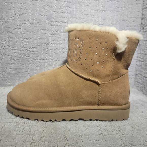 UGG Classic Gem Mini Women's Size 8 US Chestnut Suede Winter Boots 1125911 - Picture 1 of 12